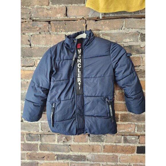 MONCLER Spellout Boys Down Puffer Jacket Size XXL Black